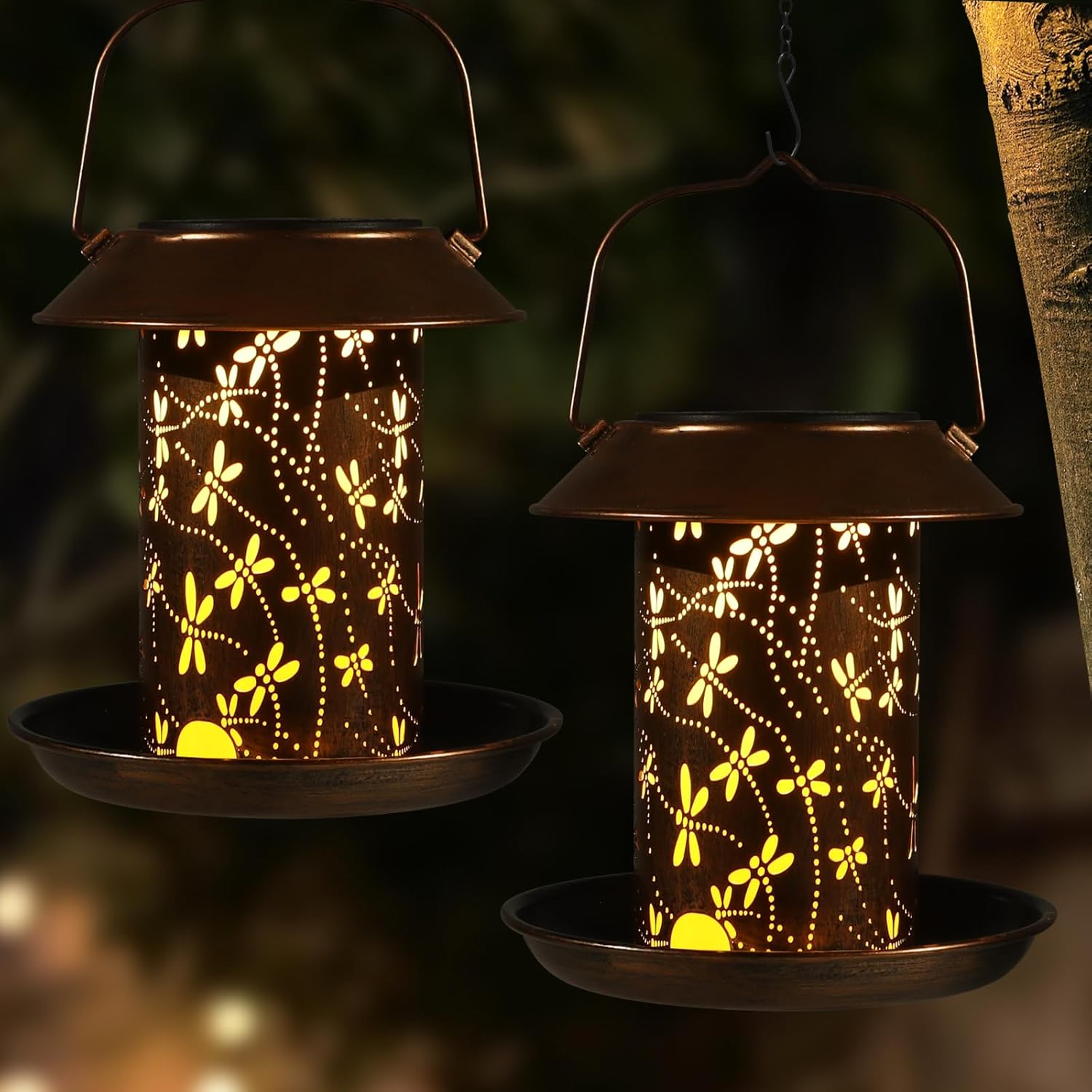 Bird Feeders for Outdoors with Dragonfly Solar Lanterns