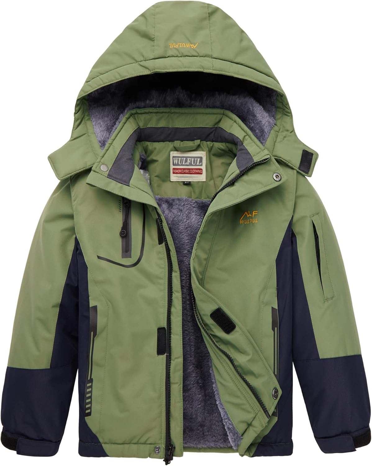 WULFUL Boy's Waterproof Ski Jacket for Winter Sports and Fun