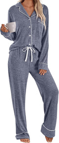 Womens Pajamas Sets Long Sleeve Lounge 2-Piece Fall Sleepwear