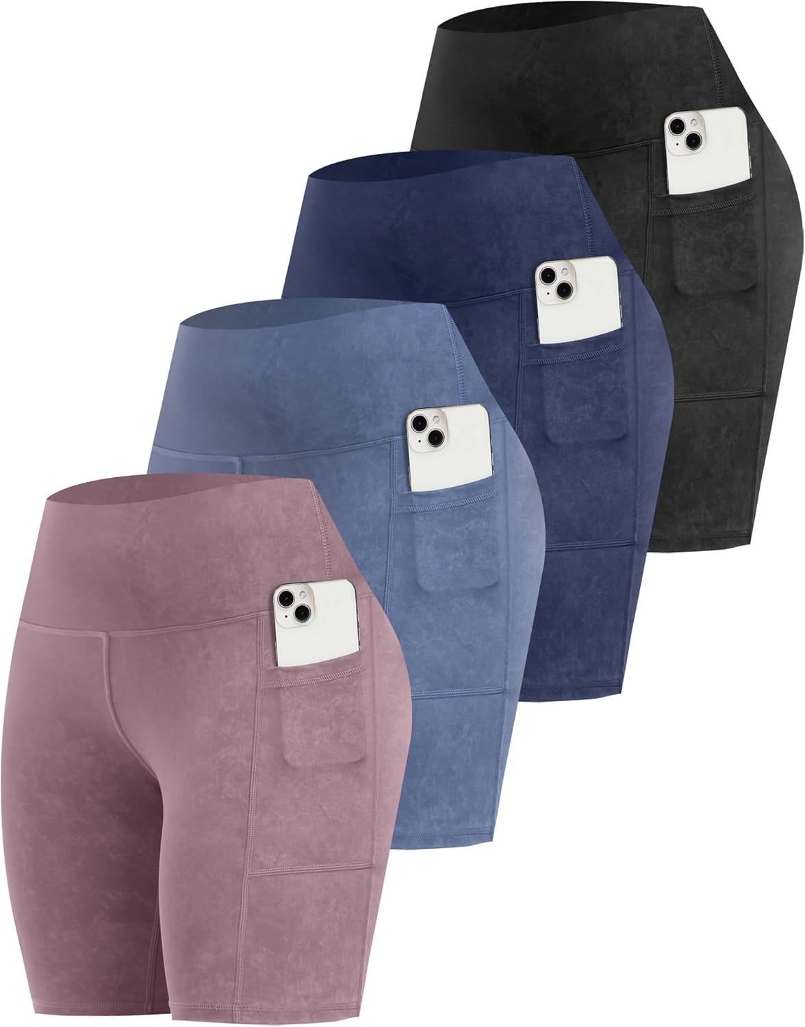 CHRLEISURE Womens Biker Yoga Shorts with Pockets for Comfort