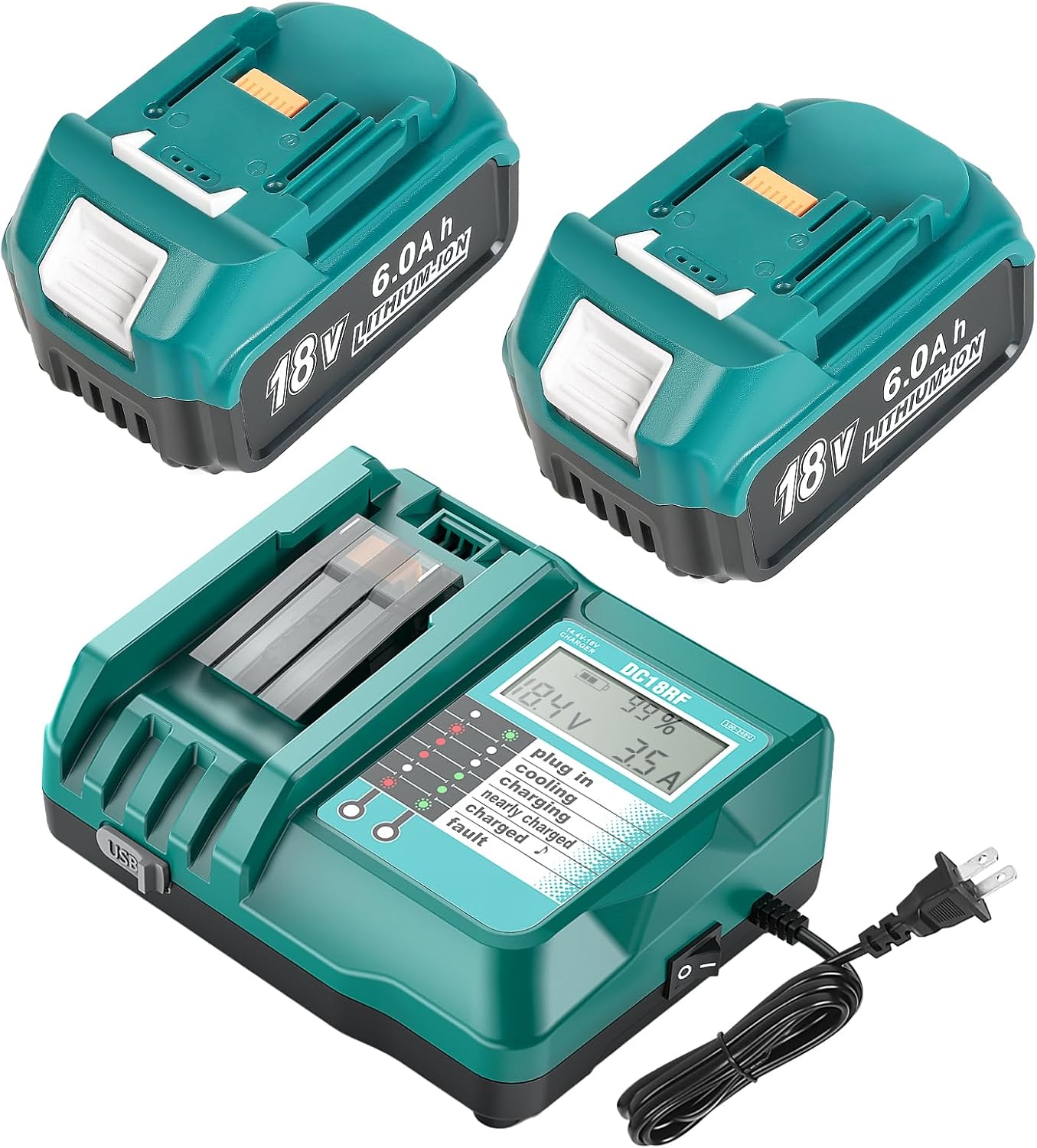 BL1860 18V 6.0Ah Battery and Charger for Makita Tools
