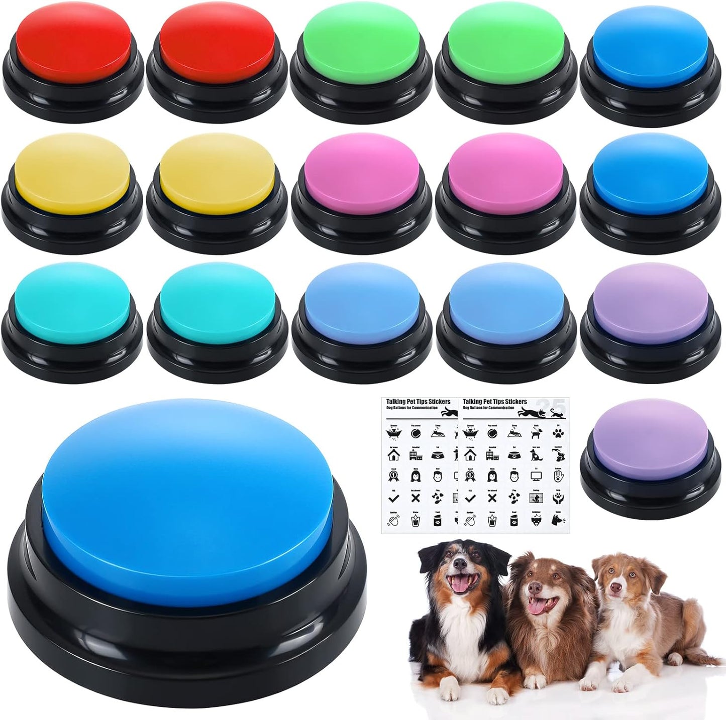 16 Pieces Dog Buttons for Communication and Training Fun