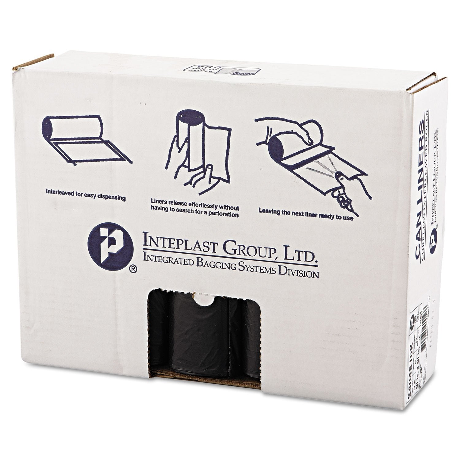 Inteplast High-Density Interleaved Can Liners for 45 gal Waste