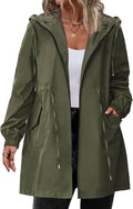 IN'VOLAND Women's Rain Jacket Plus Size Long Raincoat (Style D24N)
