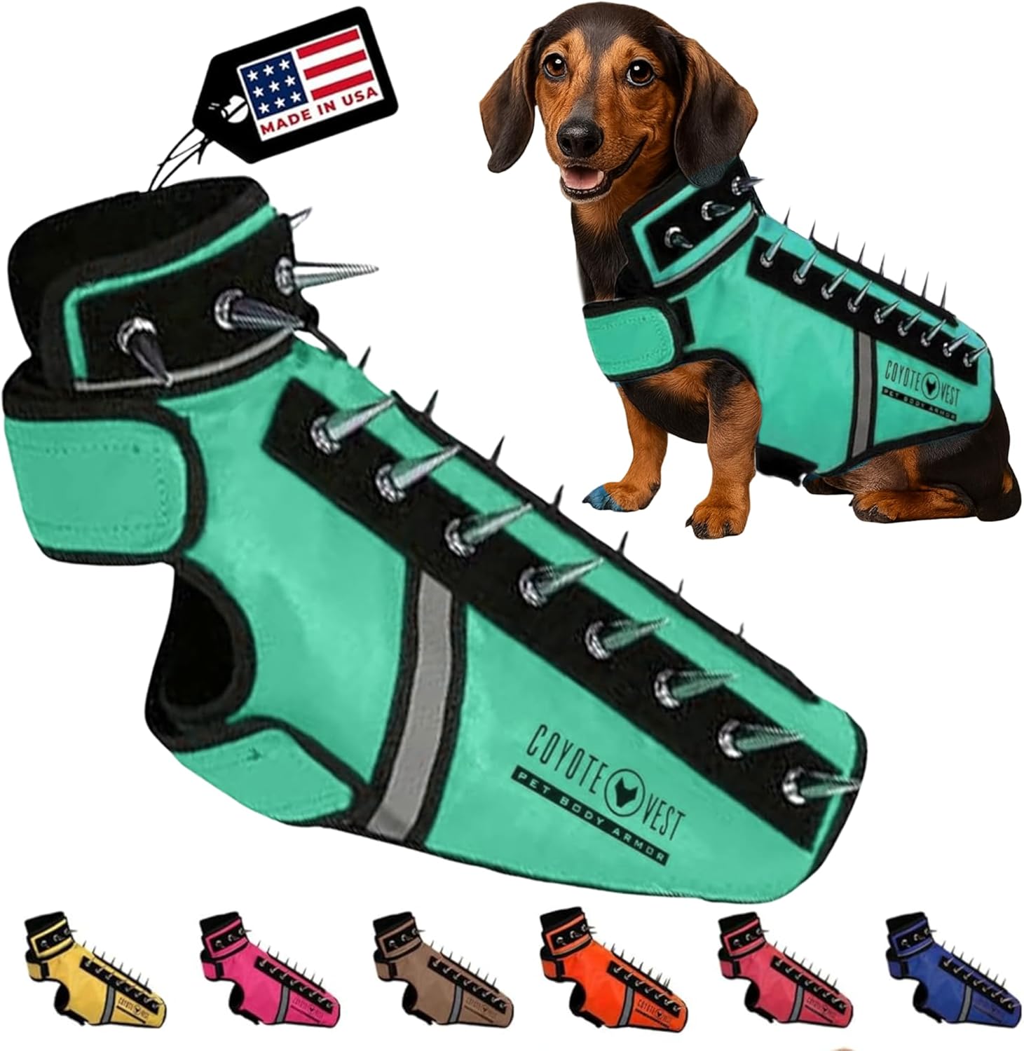 CoyoteVest SpikeVest Dog Harness for Small Dogs, Reflective