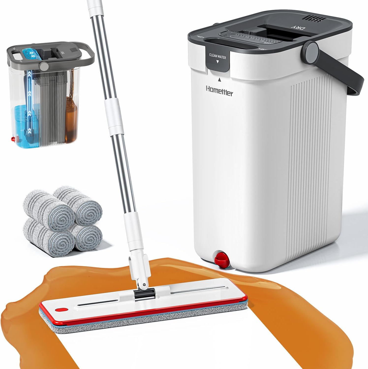 Mop and Bucket Set with 3-Compartment System for Efficient Cleaning