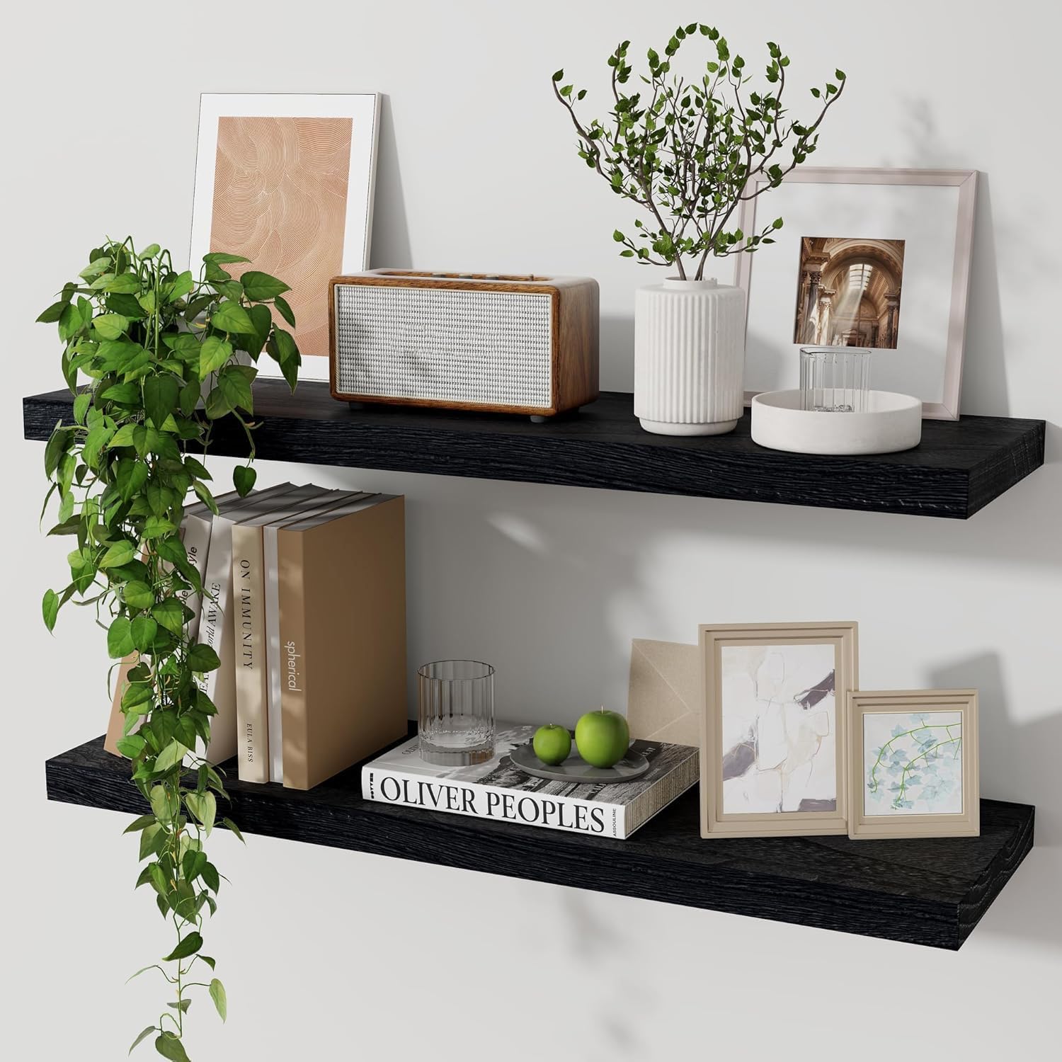 Rustic Floating Shelves Set of 2 for Wall Display and Storage