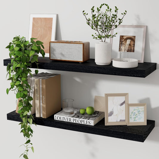 Rustic Floating Shelves Set of 2 for Wall Display and Storage