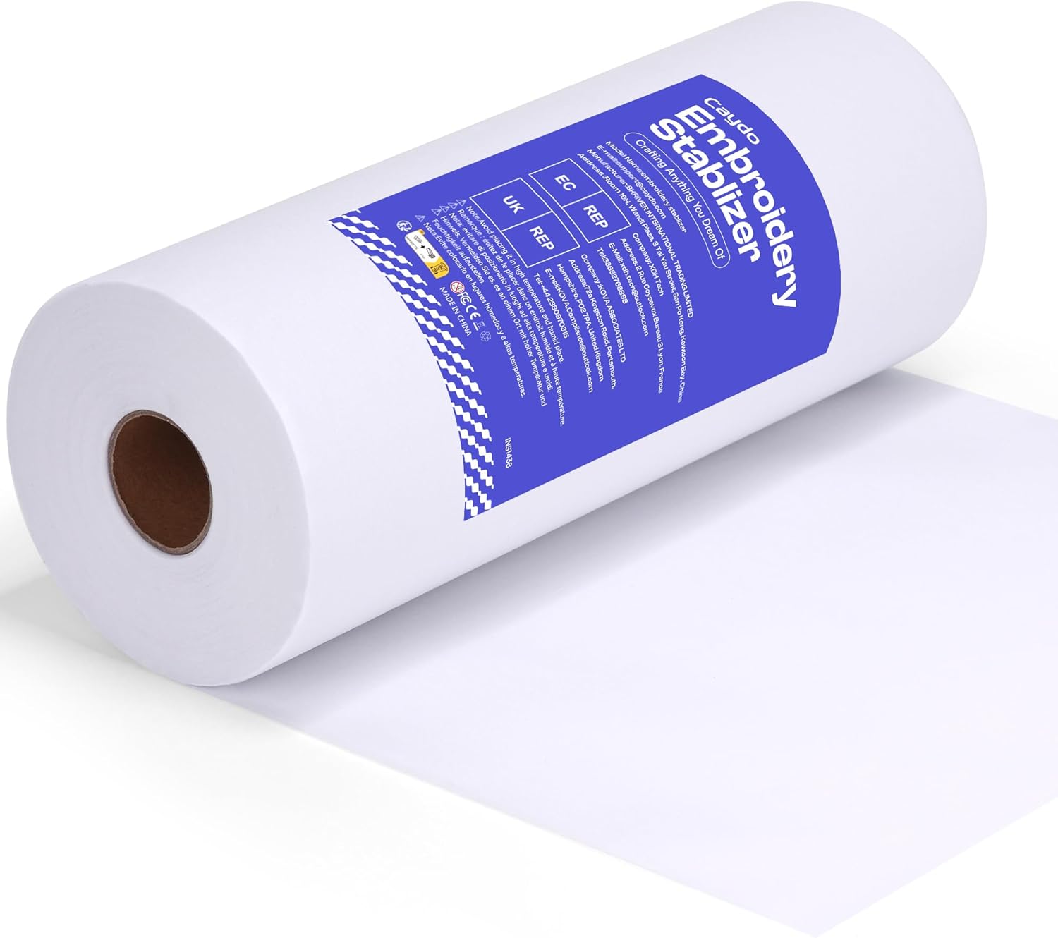 Caydo Tear Away Embroidery Stabilizer - 12x50 Yd Roll - Medium Weight Backing