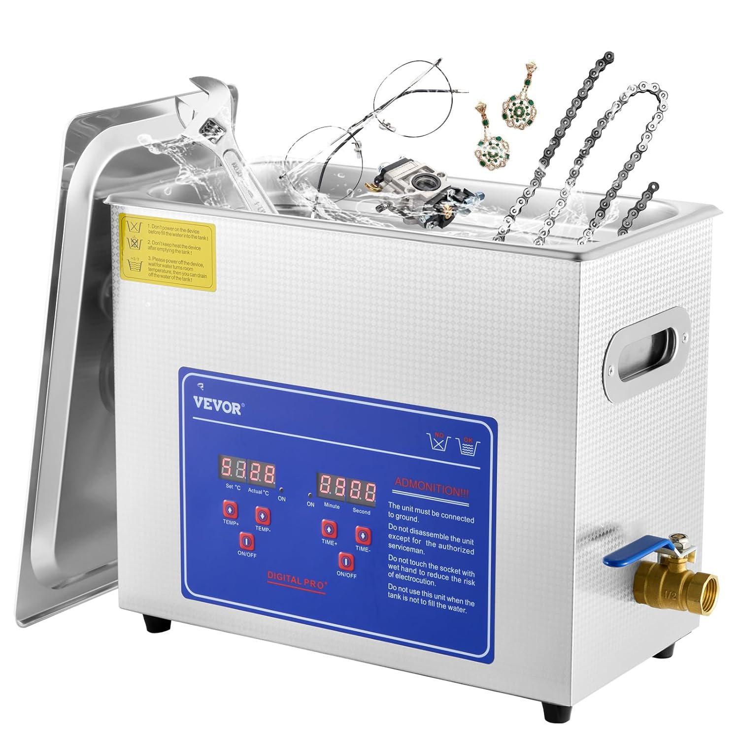VEVOR Ultrasonic Cleaner for Jewelry, Glasses, and Small Parts