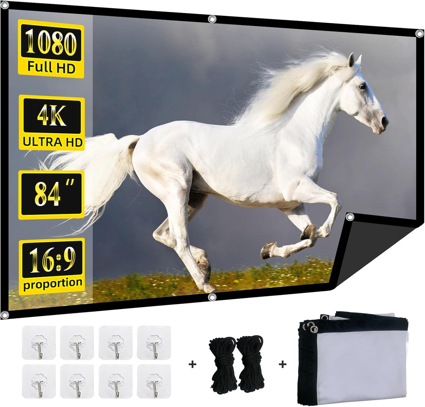 XINLEMY 84 Foldable 4k Projector Screen: Perfect for Indoor/Outdoor Viewing