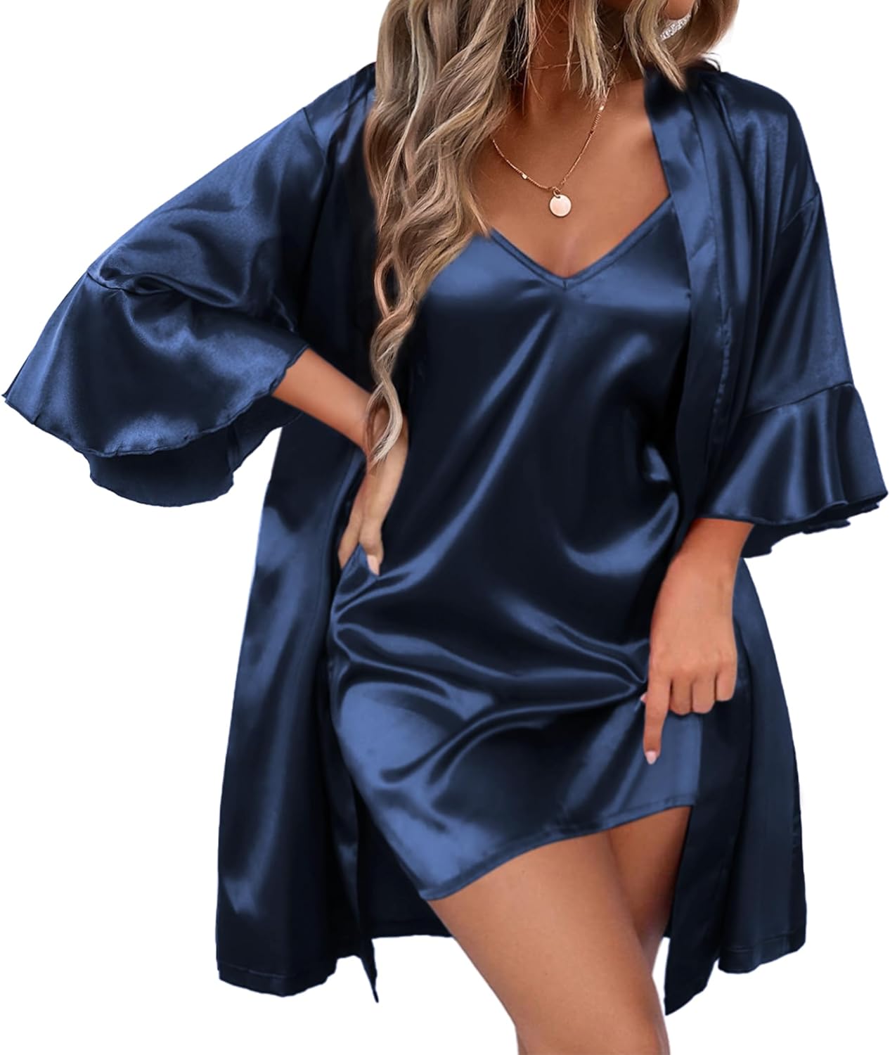 Ekouaer Women's Silk Robe Set for Bridal Parties and More