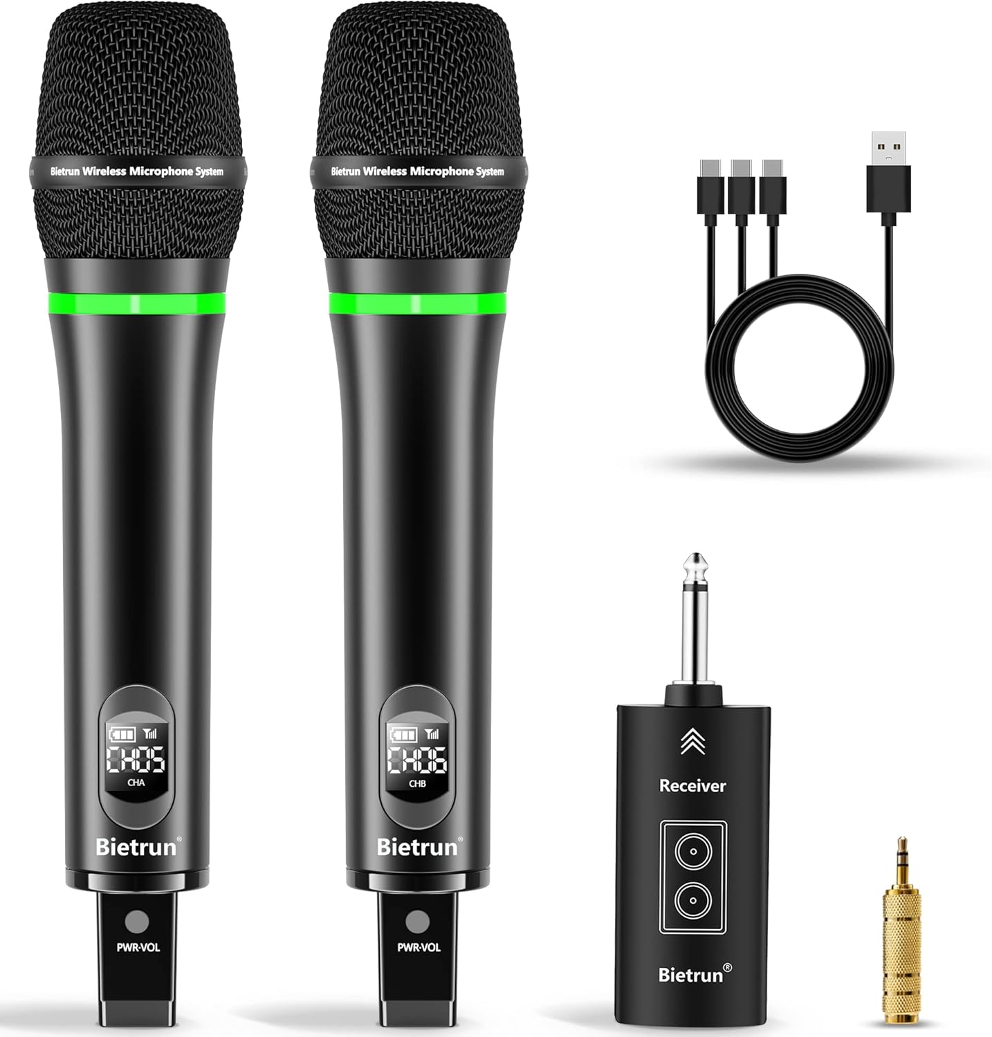 Bietrun Rechargeable Wireless Microphone for Karaoke and Events