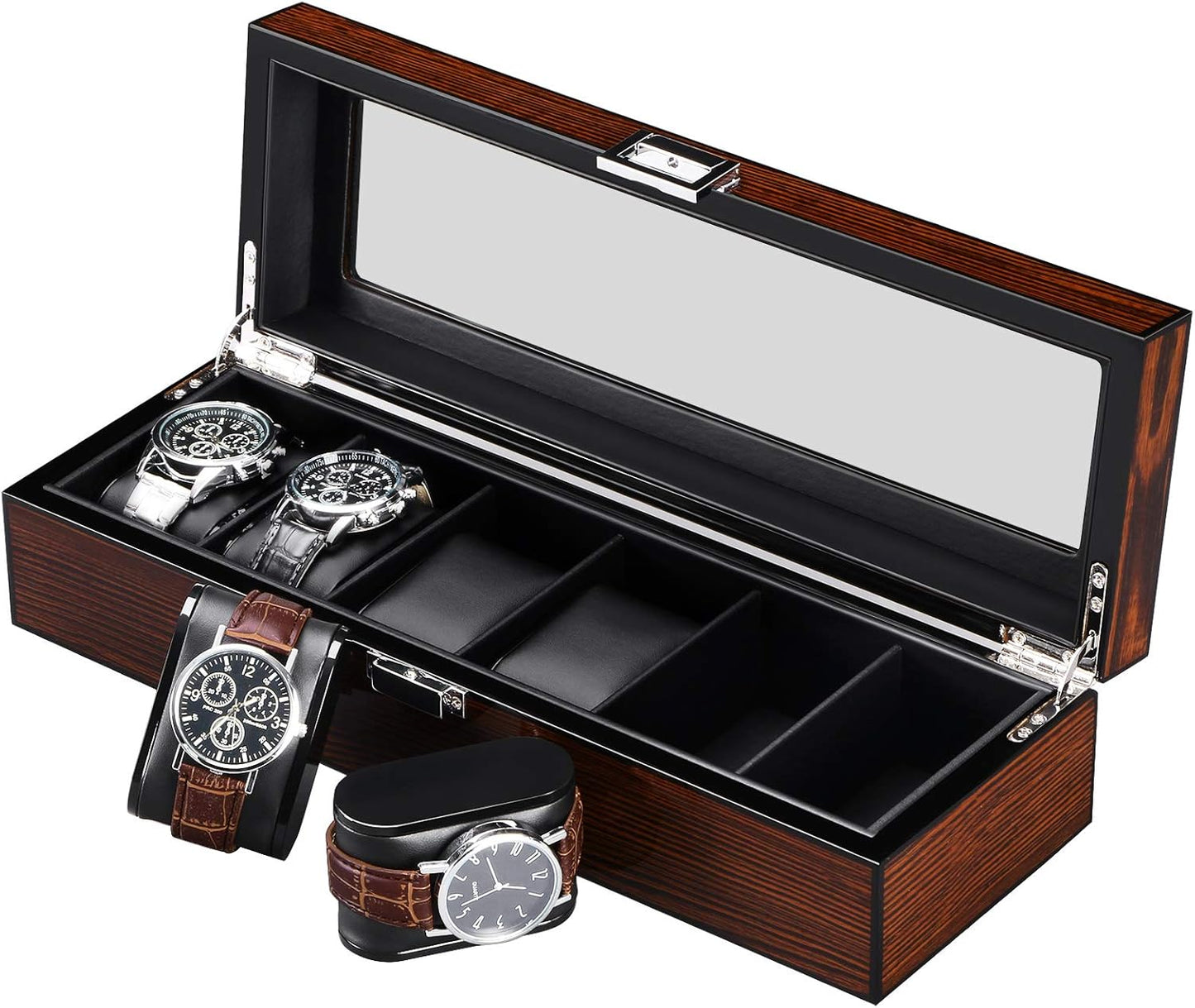 BEWISHOME Luxury 6-Slot Watch Box
