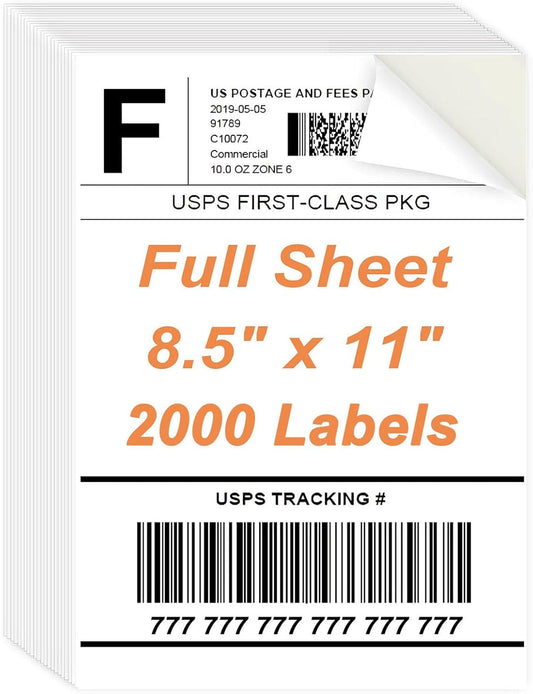 2000 Matte Full Sheet Labels for Inkjet & Laser Printers