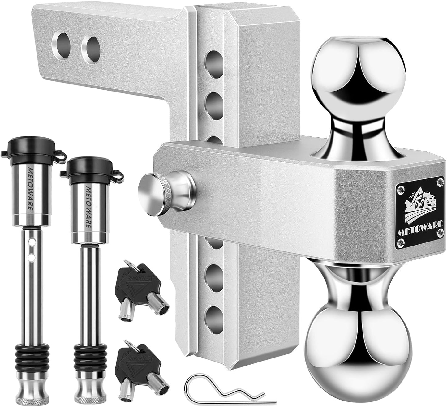 METOWARE Adjustable Trailer Hitch - Heavy Duty 2-Inch Receiver