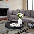 20 in Leather Round Oversized Service Tray - Luxury Ottoman & Coffee
