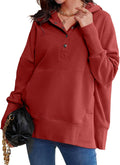 Womens Oversized Button Neck Hoodies - Soft Fleece Pullover