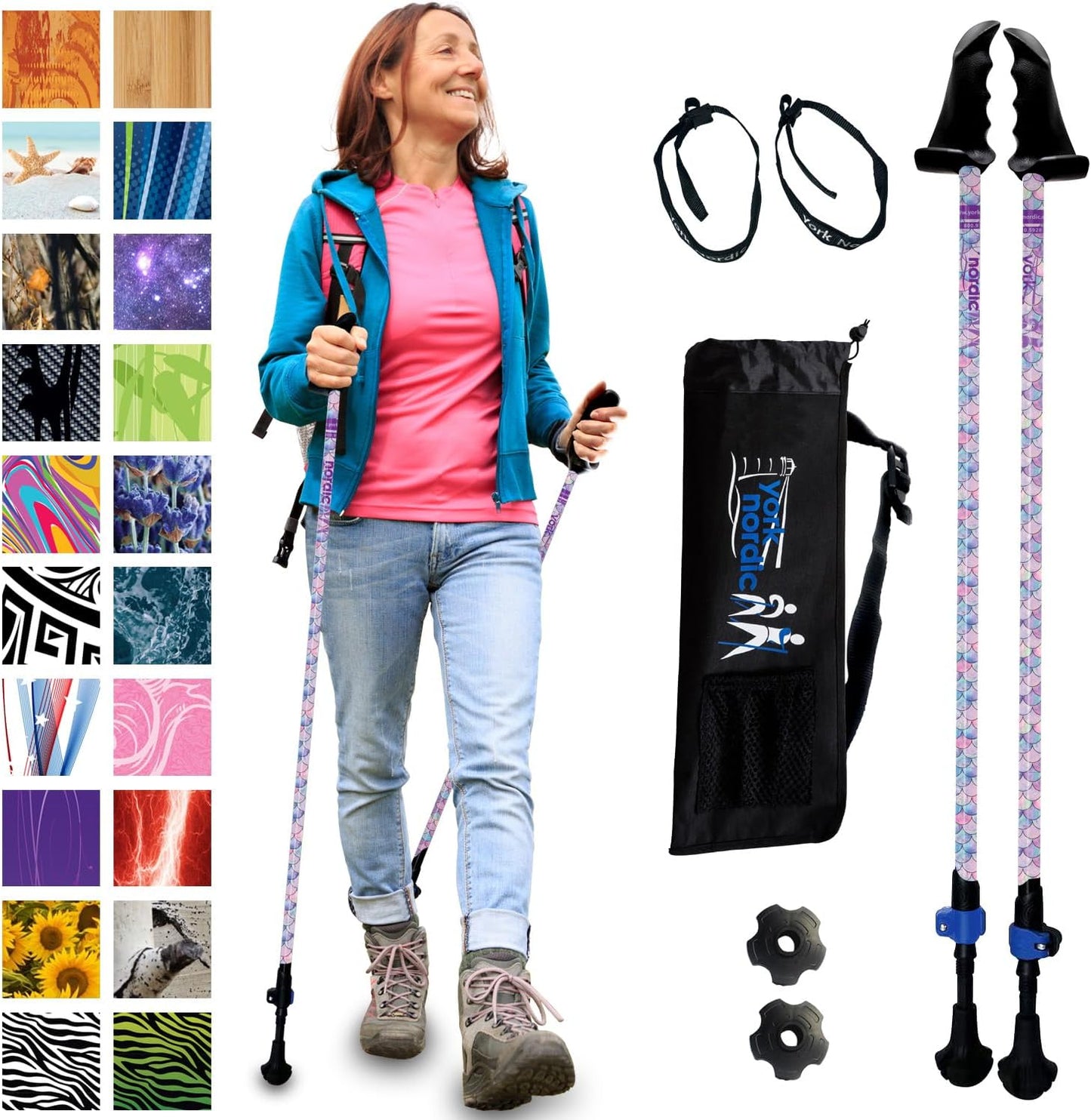 York Nordic Motivator Walking Poles: Patented Stability for Balance & Rehab