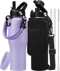 32oz 40oz Insulated Water Bottle with Straw - Fits Car Cup Holders