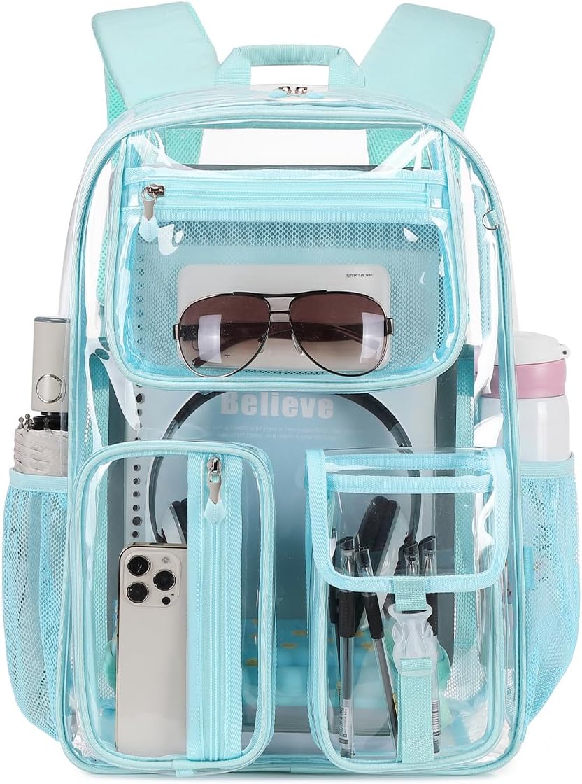 Cusangel Clear Light Blue Backpack for Girls - Durable TPU Design