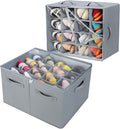 Shoe Organizer for Closet 2 Pack - Foldable Shoe Box, Fits 32 Pairs