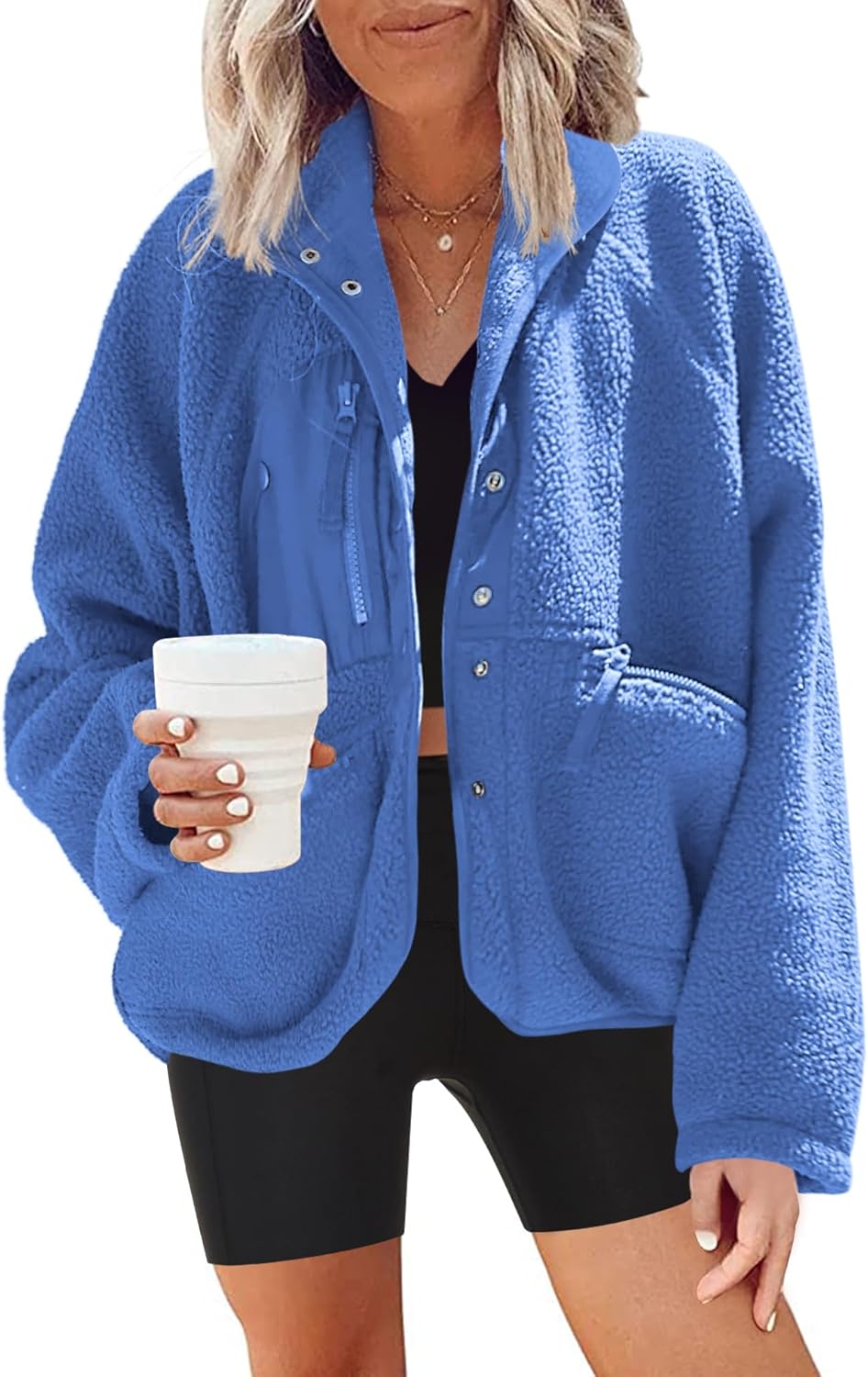 Nirovien Womens Fuzzy Fleece Jacket for Cozy Winter Wear