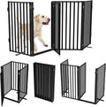 Full Metal Freestanding Dog Gates with Door 32in Height - Foldable