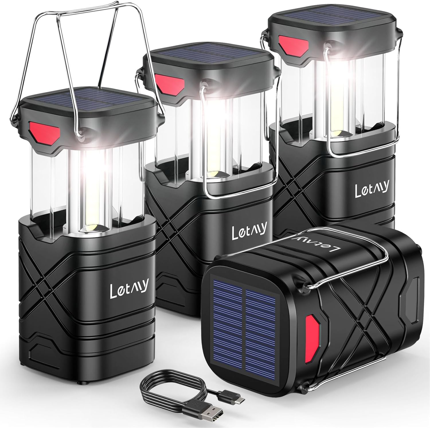 LETMY Rechargeable Solar Lantern Set