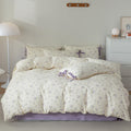 Purple Floral Duvet Cover Set Queen - VM VOUGEMARKET Bedding