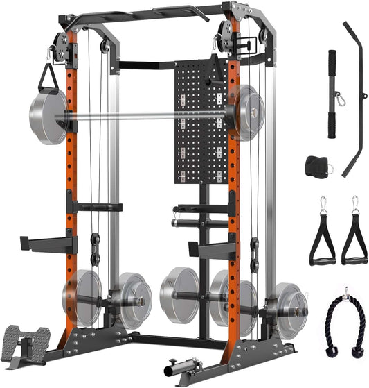 2000LB Power Cage w/ Dual Pulley System & Cable Crossover