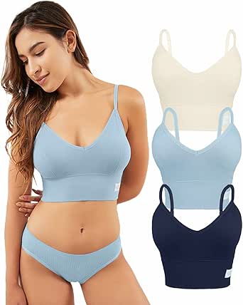 Livona 3 Pack Sports Bras for Women - Wireless Comfort Fit