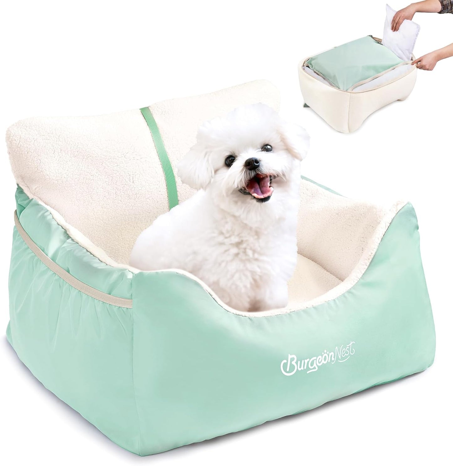 BurgeonNest Dog Car Seat for Small Dogs - Portable Booster Seat
