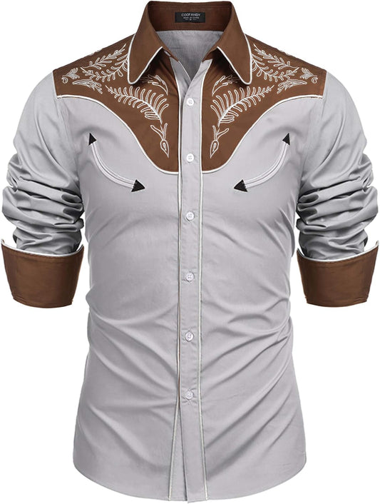 COOFANDY Men's Western Cowboy Shirt for Stylish Casual Wear