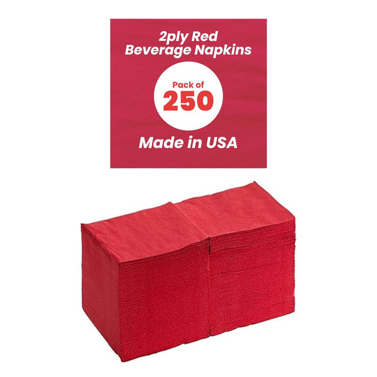 Perfectware 2 Ply Red Beverage Napkins - Pack of 250ct for Mess-Free Cleanup