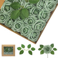 Elf Green Artificial Roses 100PCS Foam Stems for DIY Decor - Real Look