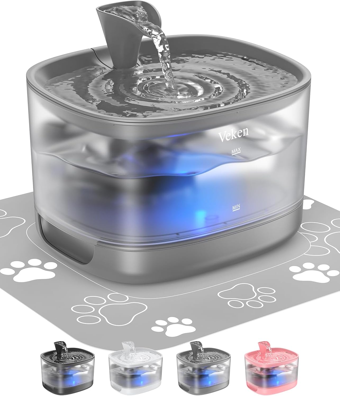 Veken Cat Water Fountain with Detachable Tank for Pets