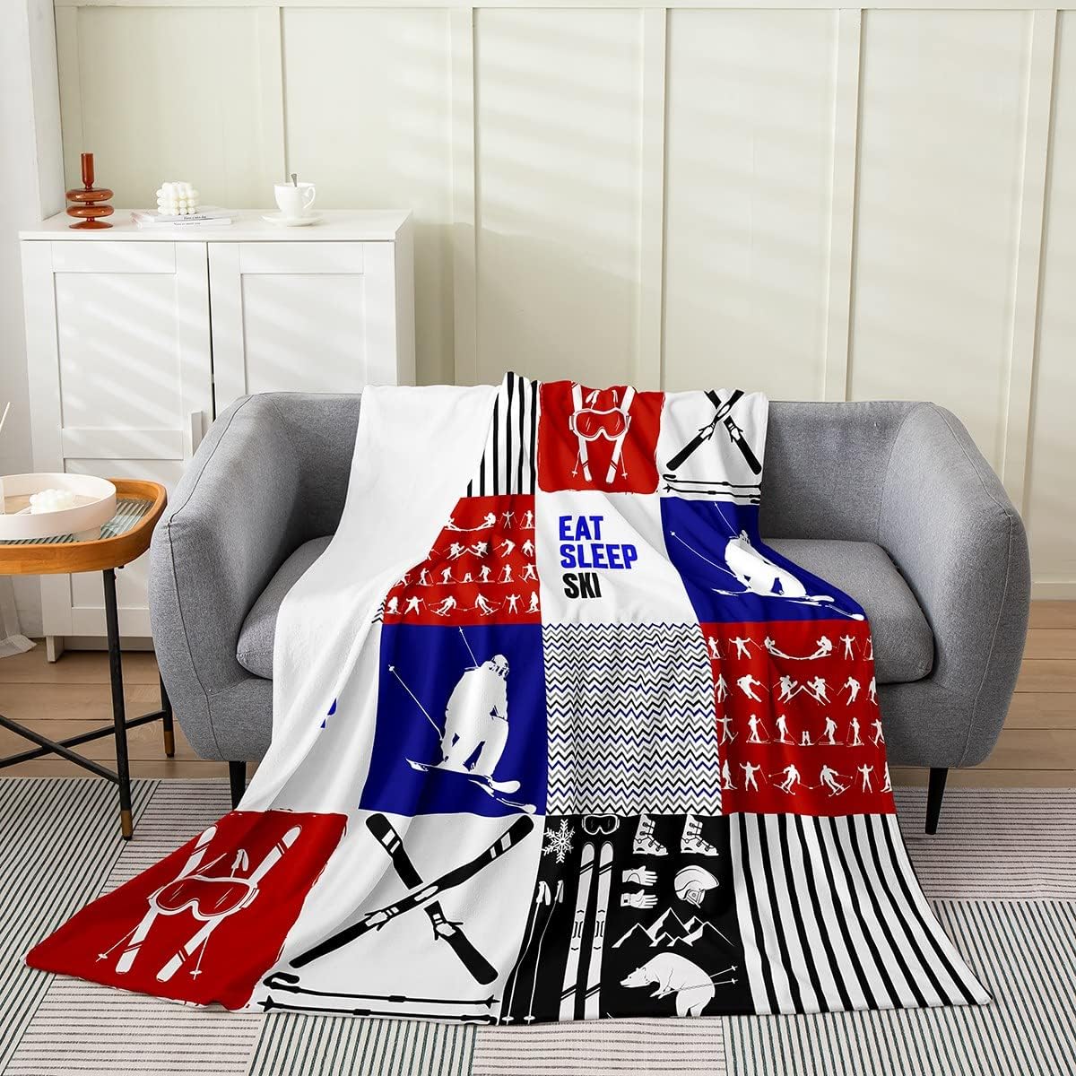 Erosebridal Skiing Fleece Blanket: Cozy Gift Essential