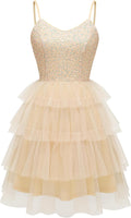 Sparkly Sequin Glitter Spaghetti Strap Cocktail Dress - Adjustable Fit