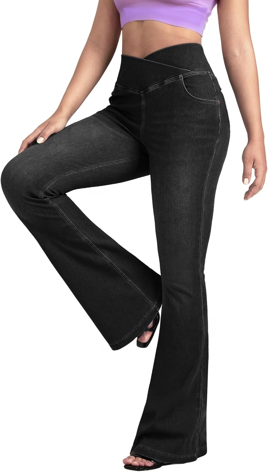 Stylish High-Waisted Flare Jean Leggings for Women