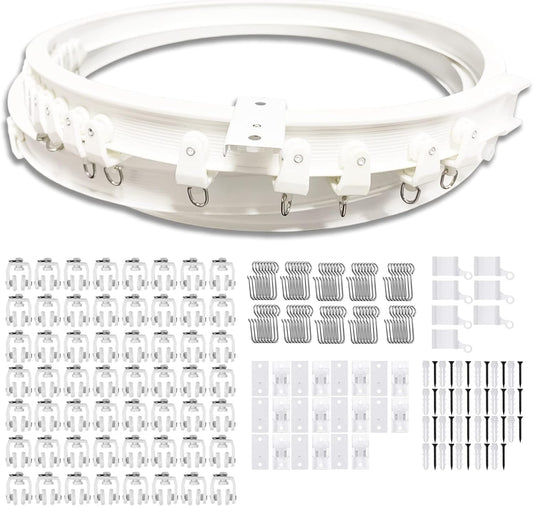 23ft Flexible Ceiling Curtain Track | Quiet Rollers | Bendable Mount