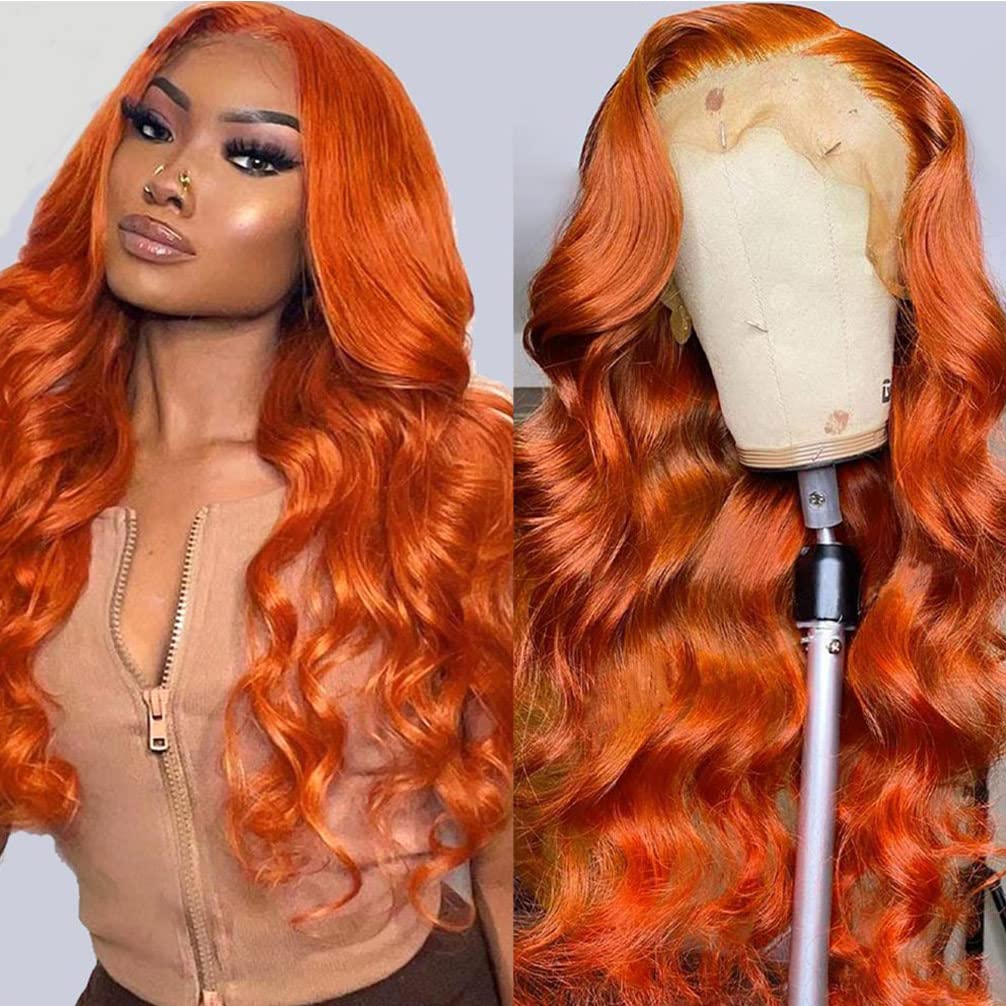 26 Inch Orange Ginger Lace Front Wigs for Black Women - Body Wave