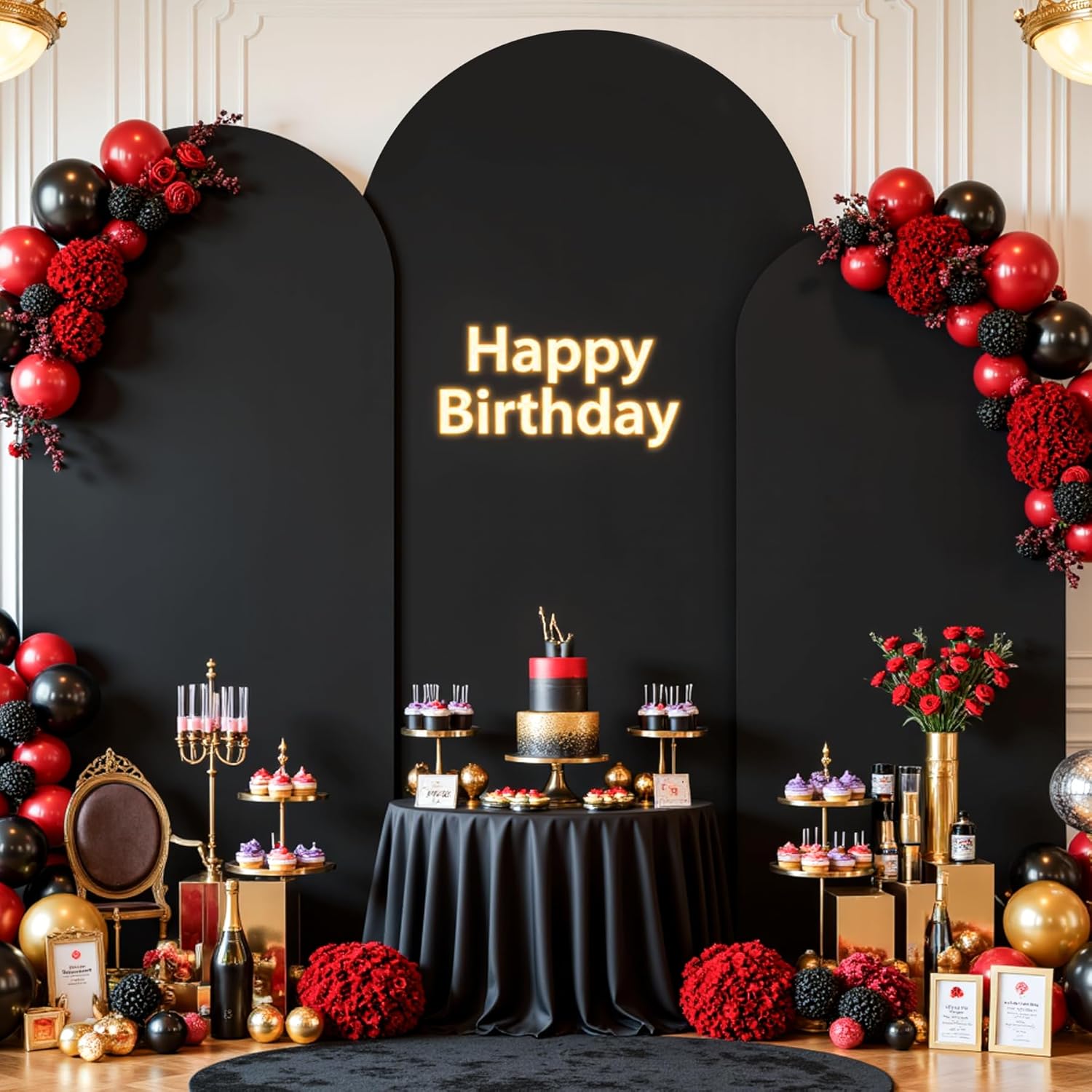 Black Arch Cover Set of 3 for Weddings and Events - 6.6FT, 7.2FT, 8FT