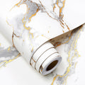 FunStick White and Gold Marble Countertop Contact Paper - Durable Peel