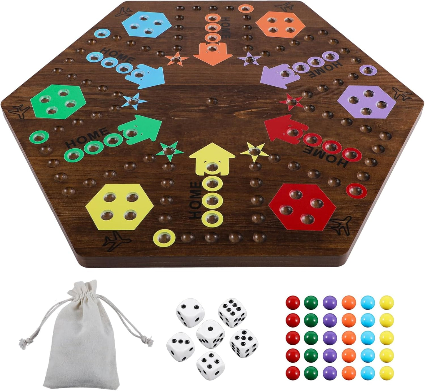 Large 20 Inches Wahoo Marble Board Game for 4 or 6 Players