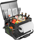 FANGSUN Black Grill Caddy BBQ Organizer with Lid - 32L Outdoor Caddy