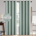 Linen Texture 90 in Blackout Curtains - Thermal Insulated Seafoam