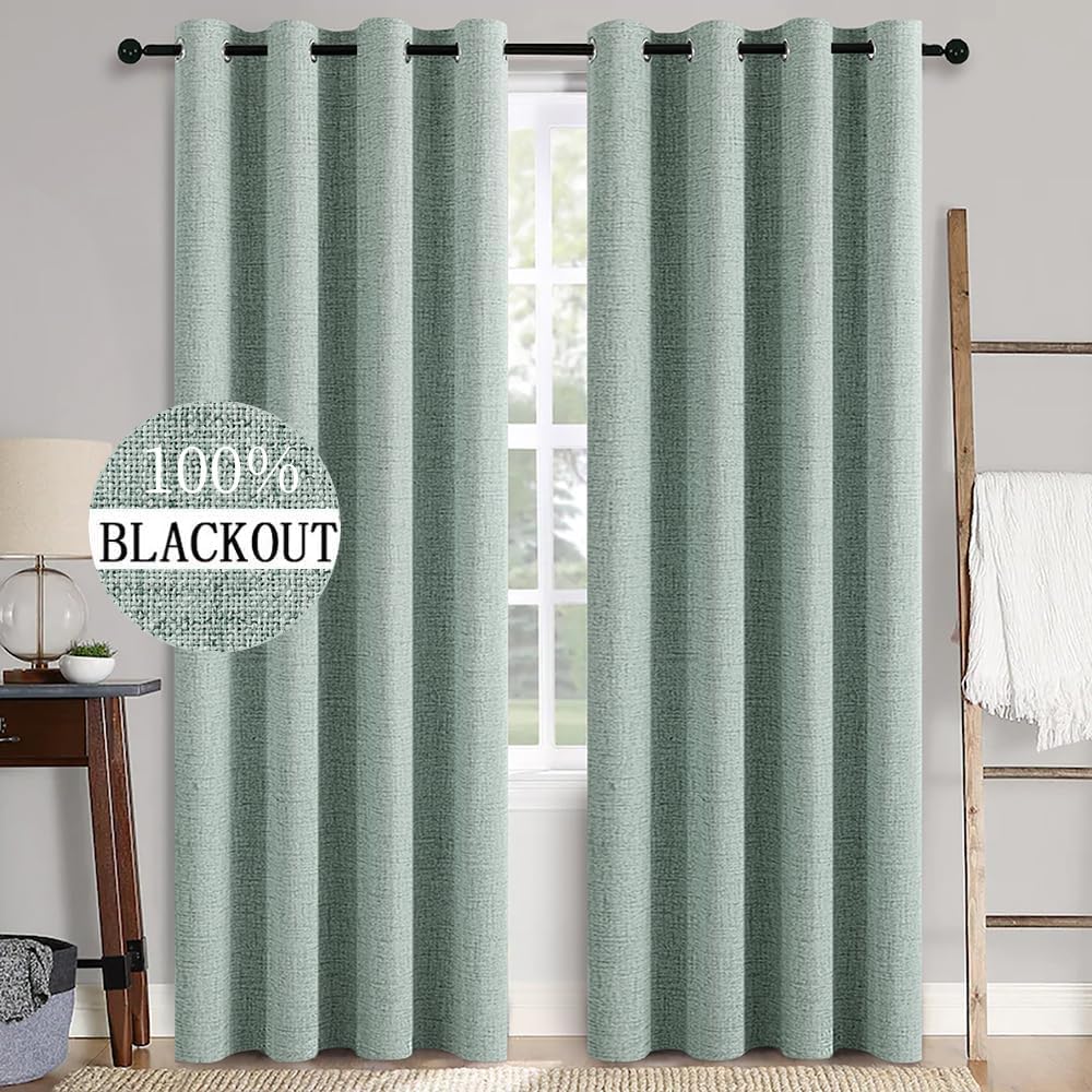 MIULEE Linen Texture Blackout Curtains for Bedroom 52x84 Inch