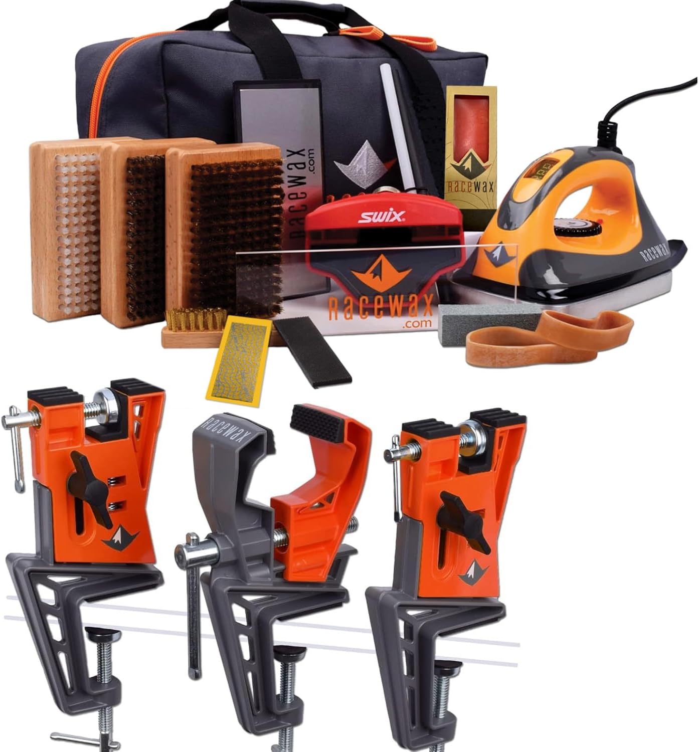 RaceWax Ski Tuning Kit + Metal Vise Set