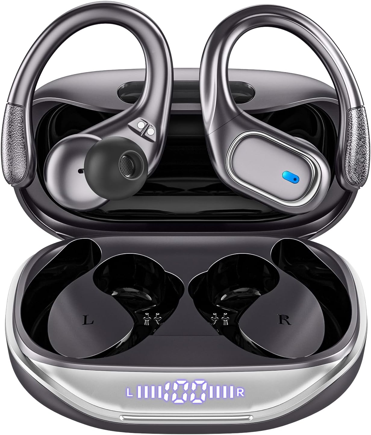 Catitru Wireless Earbuds: 80Hrs Playtime, IPX7 Waterproof, Over-Ear Hooks